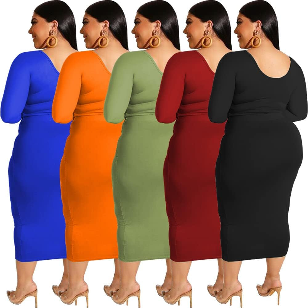 Plus Size Women's 2-Piece Midi Dress Tracksuit Set with Sleeveless Tank Top and Bodycon Skirt for Casual Summer Wear