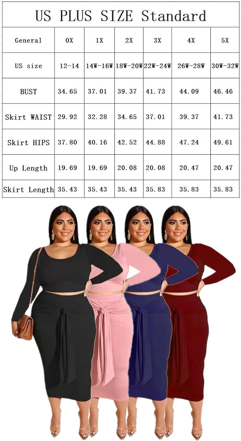 Plus Size Women's 2-Piece Midi Dress Tracksuit Set with Sleeveless Tank Top and Bodycon Skirt for Casual Summer Wear