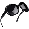 Women's Oversized Polarized Sunglasses - UV Protection Driving Shades (Black)