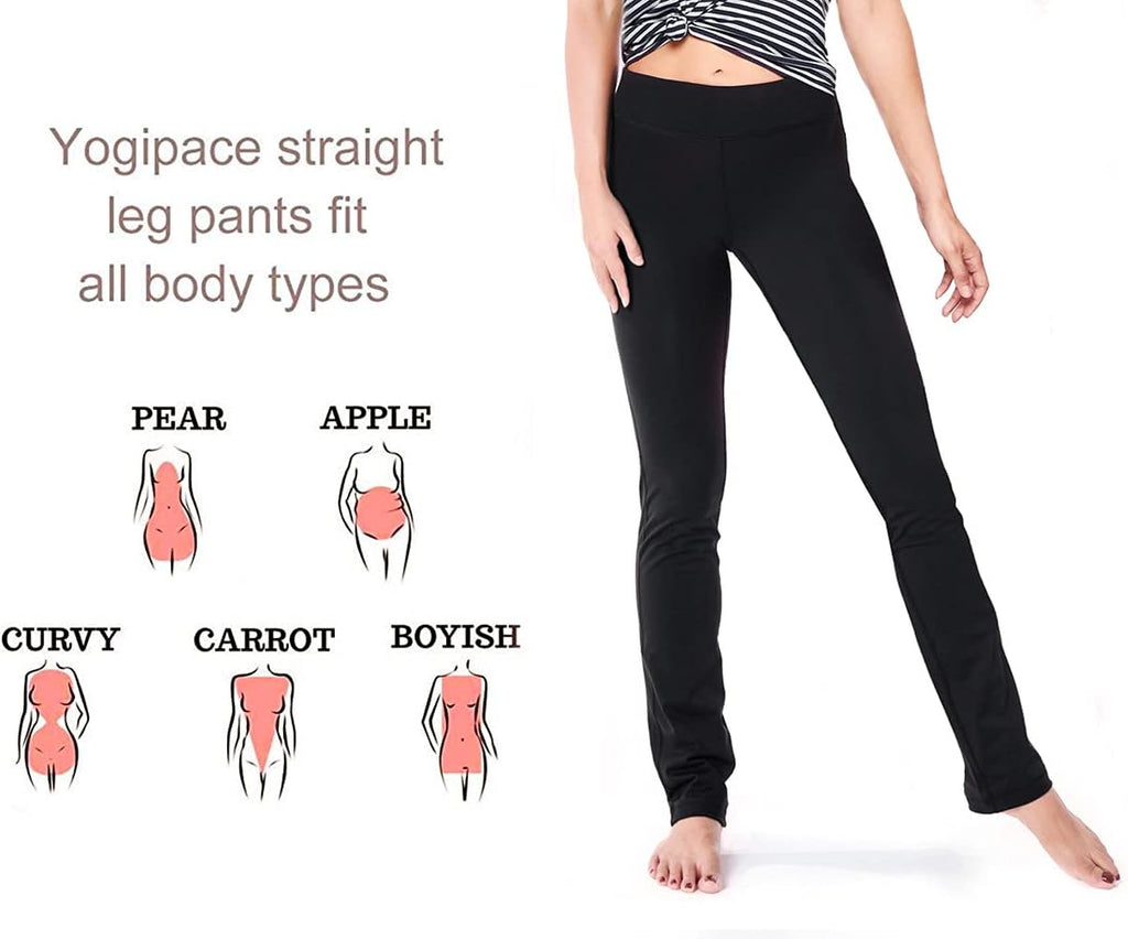 Women's Slim Straight Leg Yoga Pants with Inseam Options of 27" to 35