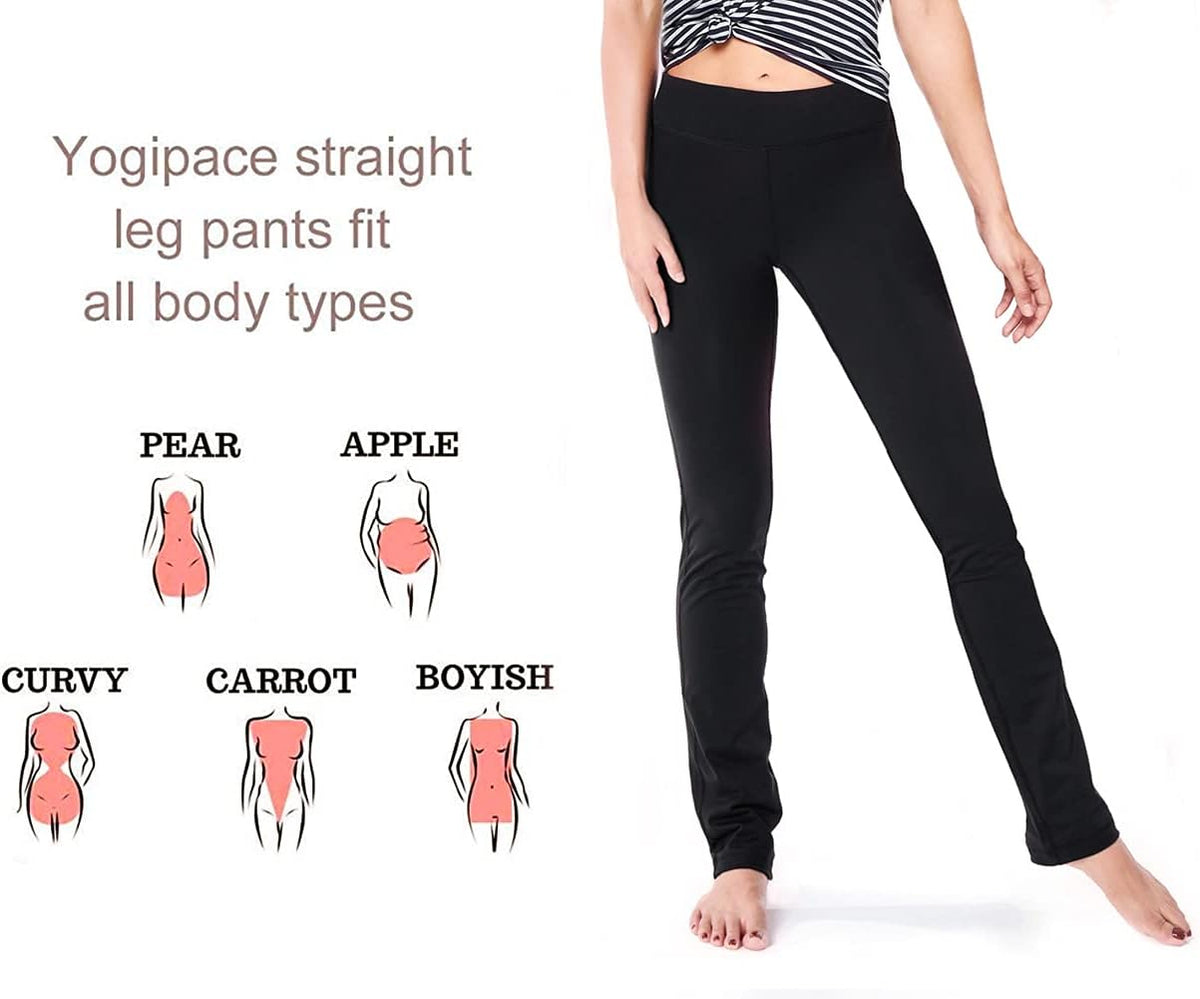 Women's Slim Straight Leg Yoga Pants with Inseam Options of 27" to 35