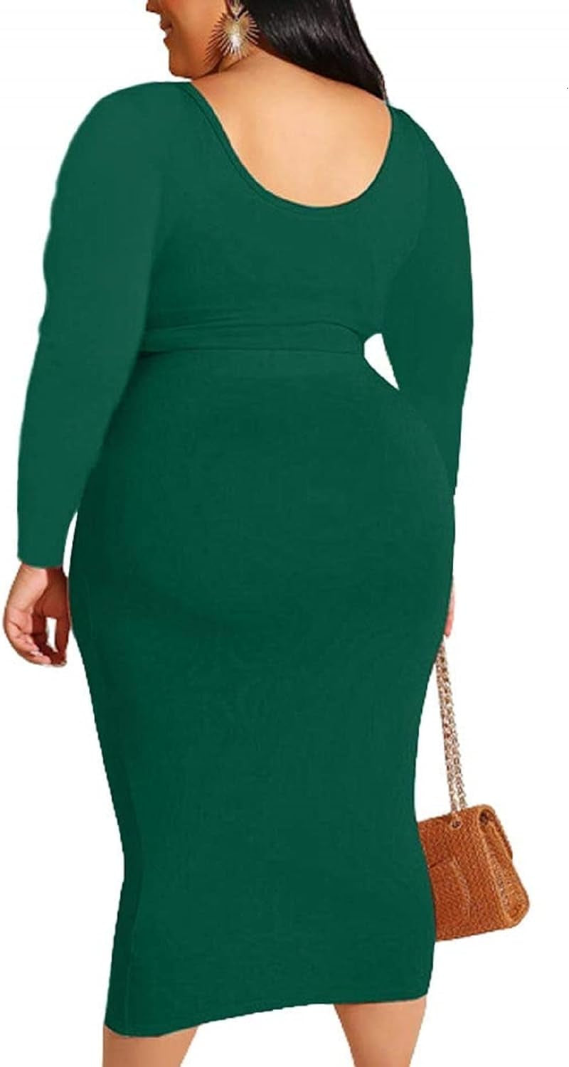 Plus Size Women's 2-Piece Midi Dress Tracksuit Set with Sleeveless Tank Top and Bodycon Skirt for Casual Summer Wear