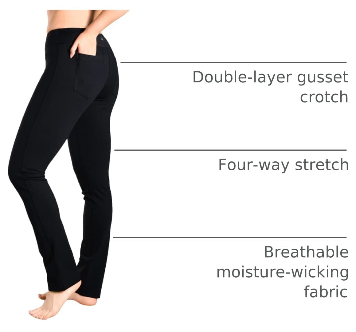 Women's Slim Straight Leg Yoga Pants with Inseam Options of 27" to 35