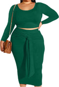 Plus Size Women's 2-Piece Midi Dress Tracksuit Set with Sleeveless Tank Top and Bodycon Skirt for Casual Summer Wear