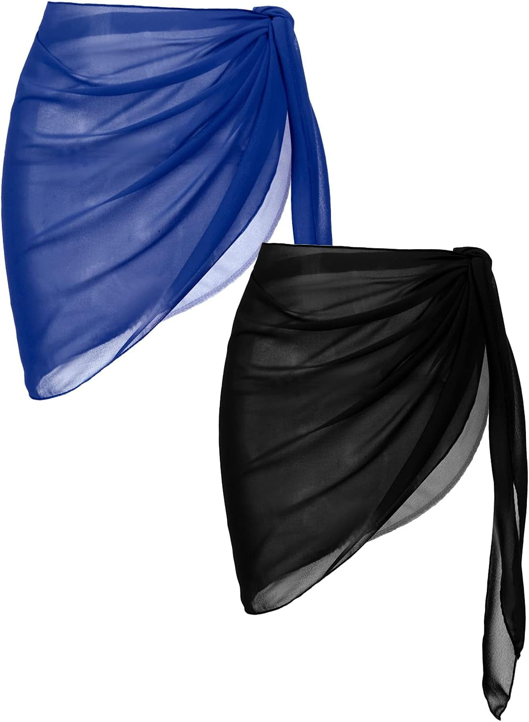 Set of 2 Women's Chiffon Sarong Beach Wrap Skirts and Swimsuit Cover-ups